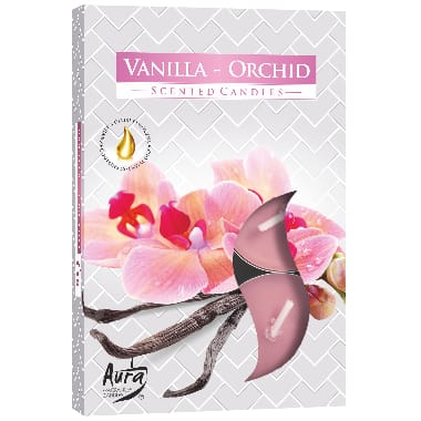 Aromātiskās tējas sveces vaniļas/orhideju, 6 gab.