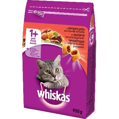 Kaķu barība ar liellopu Whiskas, 950 g