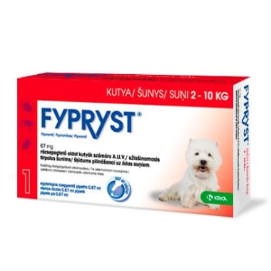 Pret parazitāri pilieni suņiem 2-10 kg Fypryst, 67 mg N1