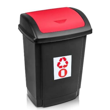 Atkritumu konteiners melns-sarkans Plast team, 25 L