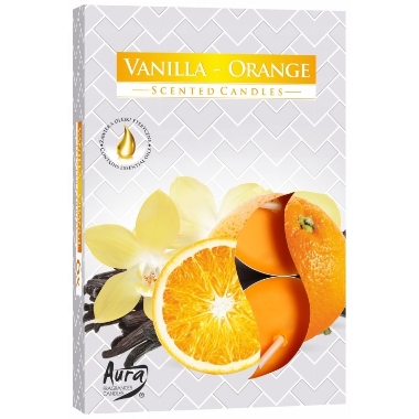 Aromātiskās tējas sveces vaniļas/apelsīnu, 6 gab.