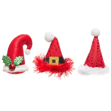 Ziemassvētku cepure mini piespraužama, 11x8x5 cm, 1 gab.