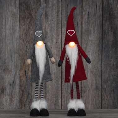 Rūķis Gnome LED ar garām kājām, 64 cm, 1 gab.