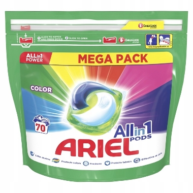 Veļas mazgāšanas kapsulas Ariel Color, 70 gab.