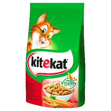 Kaķu barība ar liellopu un dārzeņiem Kitekat, 1,8 kg