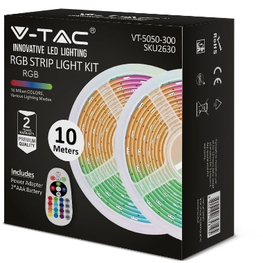 RGB gaismas virteņu komplekts 300 LED, 2x5 m, V-Tac