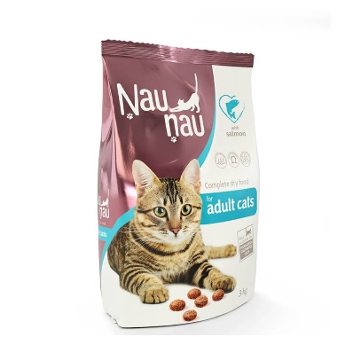 Barība kaķiem ar lasi Ņau-Ņau, 3 kg