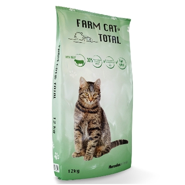 Barība kaķiem ar liellopu Farm Cat, 12 kg