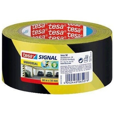 Līmlente marķēšanai Tesa Signal dzeltena-melna, 66m x 50mm