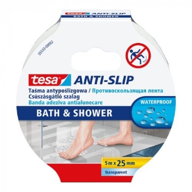 Pretslīdes lente Tesa Anti-slip Bath&Shower, caurspīdīga, 5m x 25mm