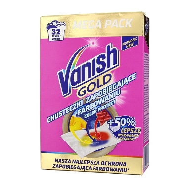 Salvetes pret apģērba sakrāsošanos Color protect Vanish Gold, 16 gab.