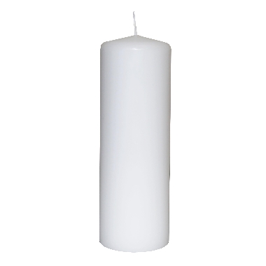 Cilindra formas svece balta, Diana sveces, 6x18 cm