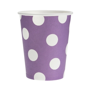 Papīra glāzes violetas ar punktiem Godan, 6 gab.