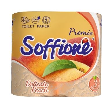Tualetes papīrs Soffione Decoro persiku, 4 ruļļi