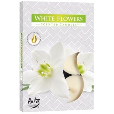 Aromātiskās tējas sveces white flowers, 6 gab.