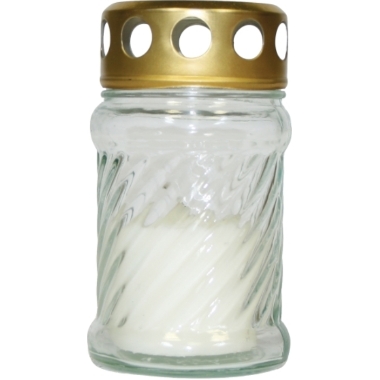 Vēja svece stikla traukā balta, Bispol, 6,5x11,5 cm