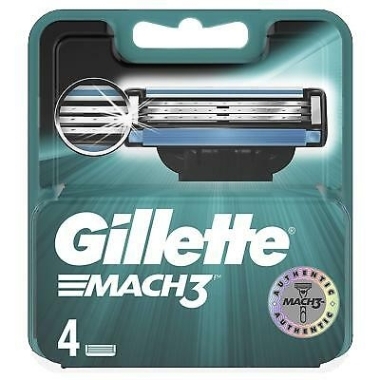 Skuvekļa kasetes Gillette Mach 3, 4 gab.