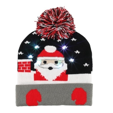 Ziemassvētku cepure ar LED gaismiņām melna, Winteria