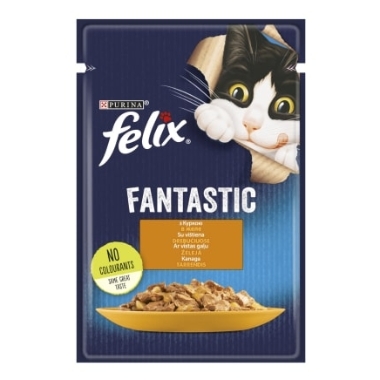 Kaķu barība ar vistu Felix, 85 g