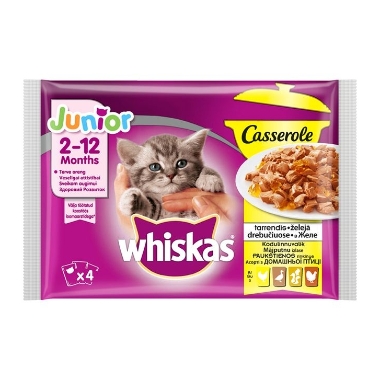 Kaķu barība mājputnu gaļas izlase Whiskas Junior, 4x85 g
