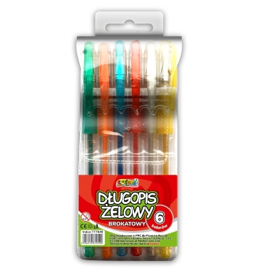 Krāsainas gēla pildspalvas ar spīdumiem, 6 gab.