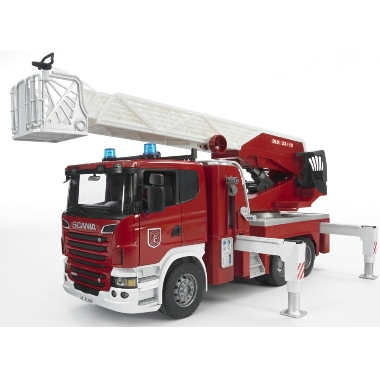 Rotaļu ugunsdzēsēju mašīna ar ūdens sūkni un gaismas moduli Scania R-Series, Bruder