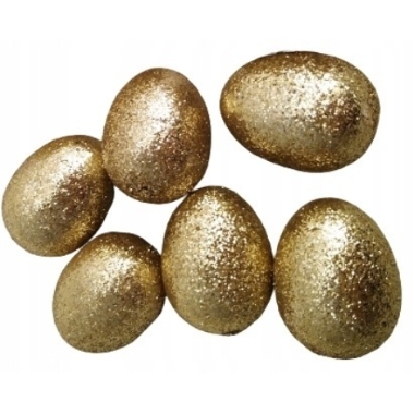 Dekoratīvas olas ar zelta spīdumiem 6 cm, 6 gab.