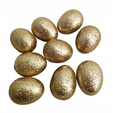 Dekoratīvas olas ar zelta spīdumiem 4 cm, 9 gab.