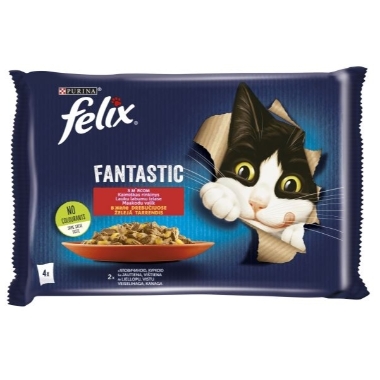 Kaķu barība gaļas izlase FELIX Fantastic, 4x85 g