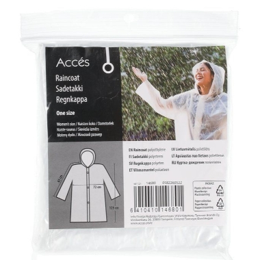 Sieviešu lietusmētelis ar kapuci caurspīdīgs, Acces