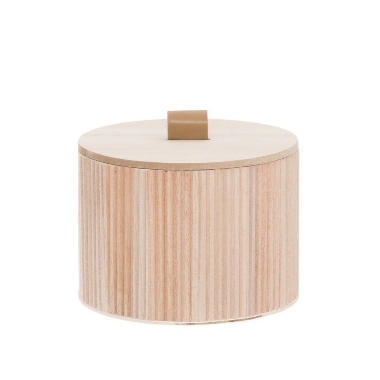 Koka kastīte apaļa ar vāku 4Living, 13x9,5 cm