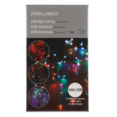 Spuldzīšu virtene krāsaina 100 LED, Finnlumor