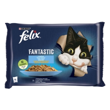 Kaķu barība zivju izlase FELIX Fantastic, 4x85 g