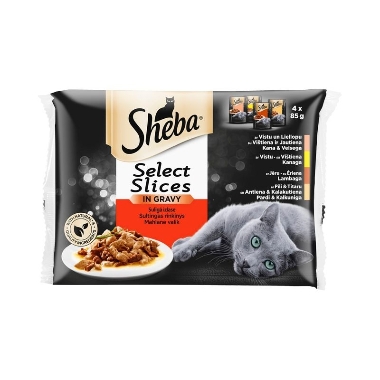 Kaķu konservi gaļas izlase Sheba, 4x85 g
