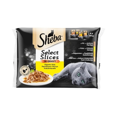 Kaķu konservi mājputnu gaļas izlase Sheba, 4x85 g