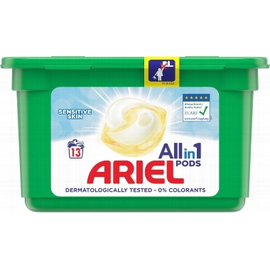 Veļas mazgāšanas kapsulas Ariel Sensitive, 13 gab.