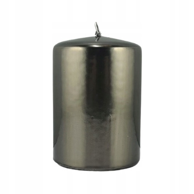 Cilindra formas svece metāliska tumši pelēka, 10x7 cm