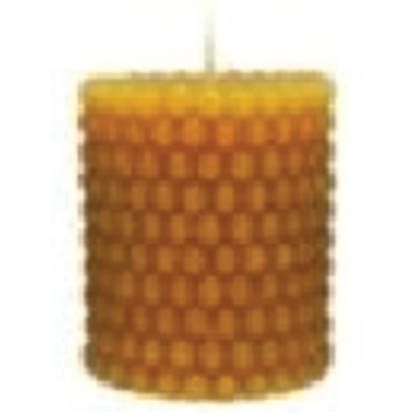 Cilindra formas svece ar pērļu rakstu sinepju, Diana sveces, 6,5x7,5 cm