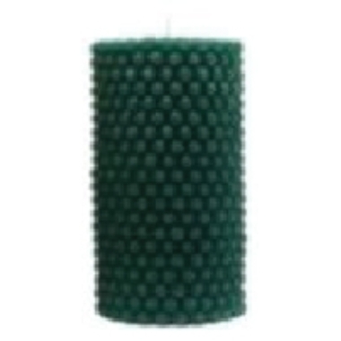Cilindra formas svece ar pērļu rakstu zaļa, Diana sveces, 6,5x15 cm