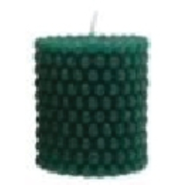 Cilindra formas svece ar pērļu rakstu zaļa, Diana sveces, 6,5x7,5 cm