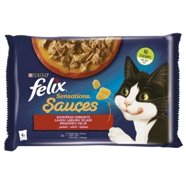 Kaķu barība Sensations Sauces gaļas izlase Felix, 4x85 g