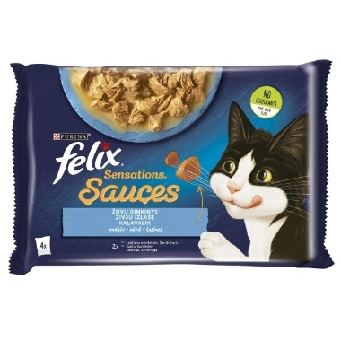 Kaķu barība Sensations Sauces zivju izlase Felix, 4x85 g