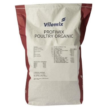 Minerālbarība vistām ar bagātīgu vitamīnu nodrošinājumu Profimix Poultry Organic, 25 kg