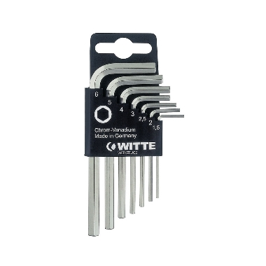 Seškanšu atslēgu komplekts niķelēts Witte, 1,5 - 6,0 mm