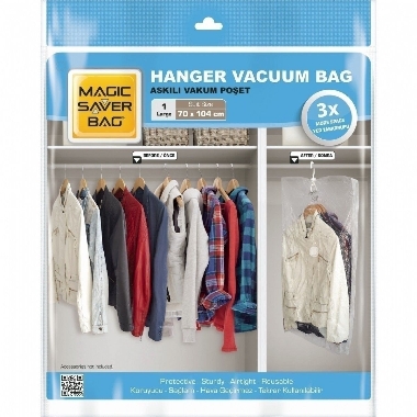 Vakuuma maiss apģērba glabāšanai pakarams, 70x104 cm