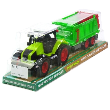 Rotaļu traktors zaļš ar piekabi
