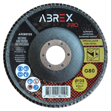Slīpējamais disks lapiņu 125 mm G80 Standard, Abrex