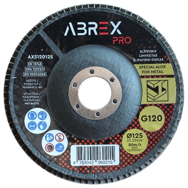 Slīpējamais disks lapiņu 125 mm G120 Standard, Abrex
