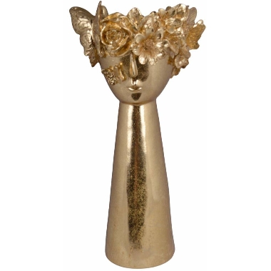 Zelta keramikas vāze galvas formā, 41 cm