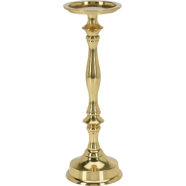Zelta metāla svečturis uz garas kājas, 31 cm